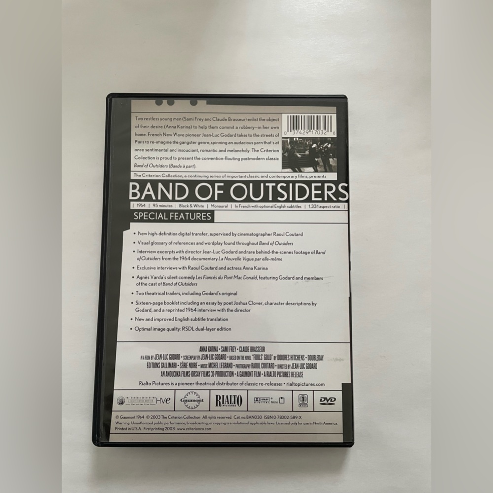 Band of outsiders jean luc godard criterion collection dvd - Picture 3 of 3